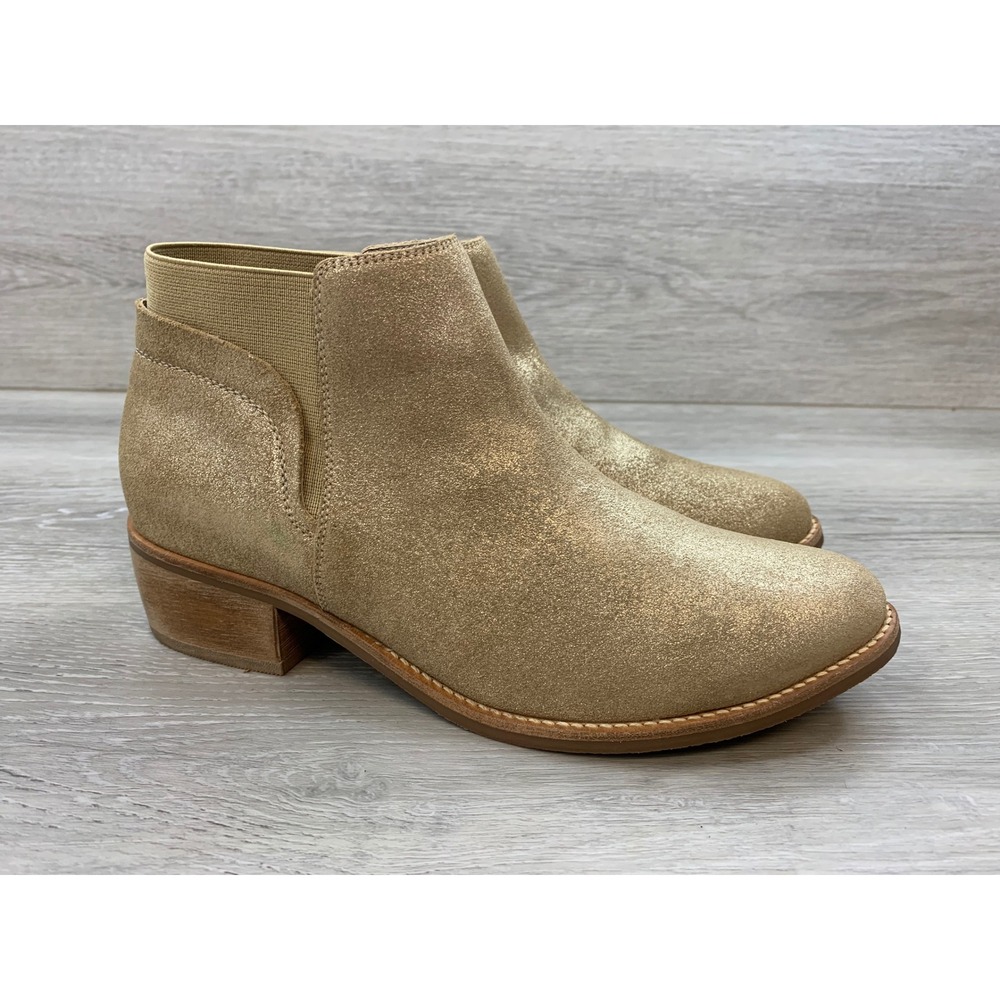Matisse Gold Metallic Women's Leather Ankle Boots Chelsea Booties 8.5 Shoes